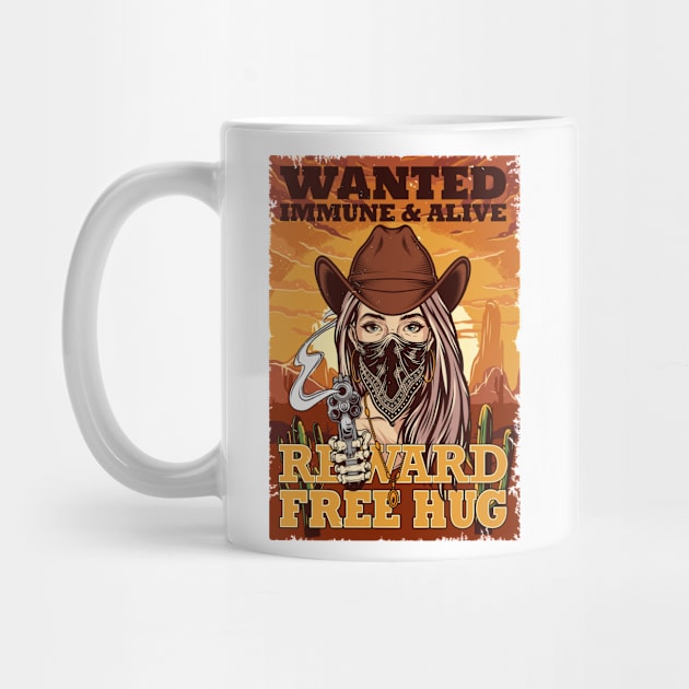 Wanted Social Distancing Free Hug Cool Cowgirl Sunset Gift by peter2art